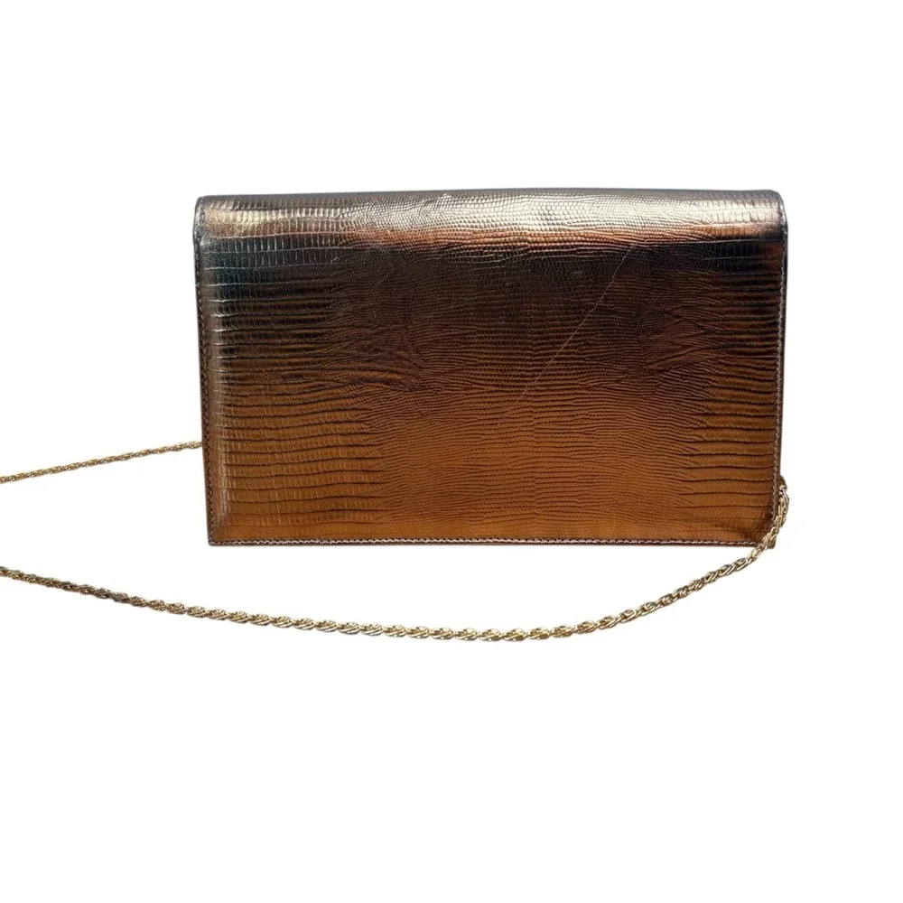Vintage Ande Metallic Gold Evening Purse Chain Strap‎ Clutch Cocktail Bag